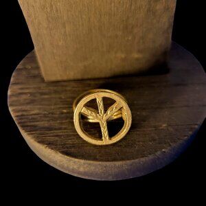 Vintage Brass Peace Sign Ring